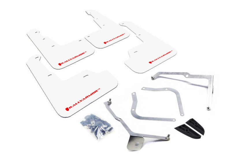 Rally Armor White UR Mud Flap w/Red Logo - 2015-2021 Subaru WRX / STI