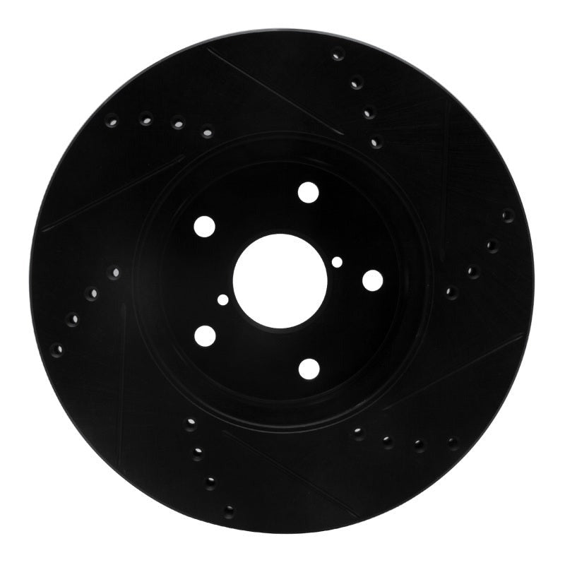 R1 Concepts Drilled & Slotted Black Front Left Brake Rotor - 2015-2019 Subaru Legacy
