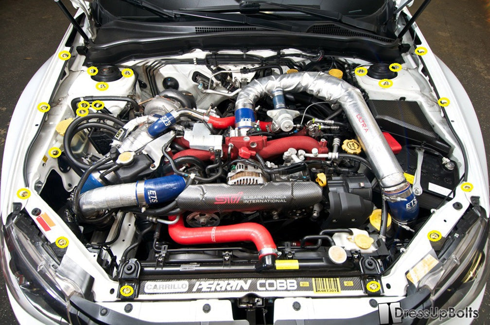 Fast Turn Fittings (Polished) Titanium Hardware Engine Bay Kit - 2008-2014 Subaru WRX / STI