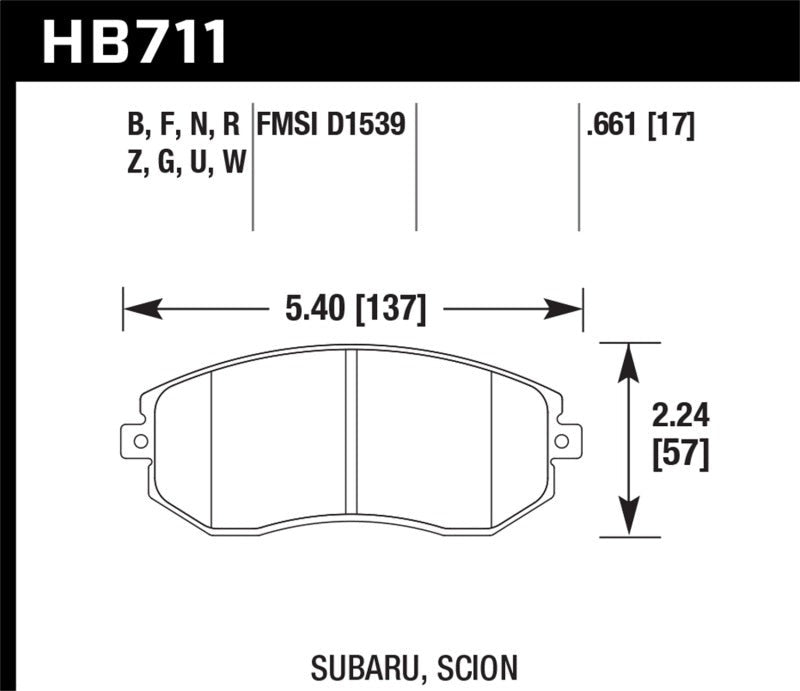 Hawk Performance DTC-60 Front Race Brake Pads - 2013 Subaru BRZ / 2013 Subaru Legacy / 2013 Scion FR-S