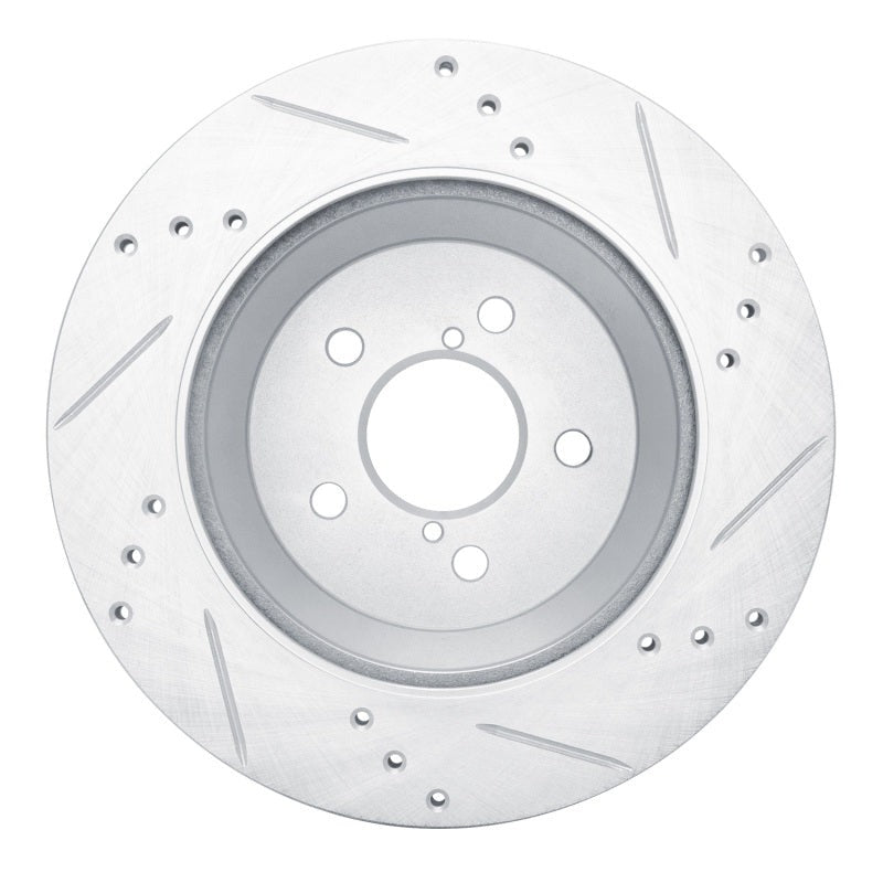 R1 Concepts Rear Left Drilled & Slotted Silver Brake Rotor - 2019-2023 Subaru Crosstrek