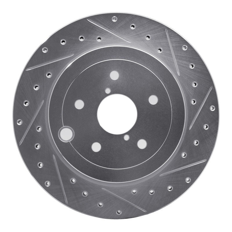 R1 Rear Right Drilled & Slotted Silver Brake Rotor - 2008-2017 Subaru STI