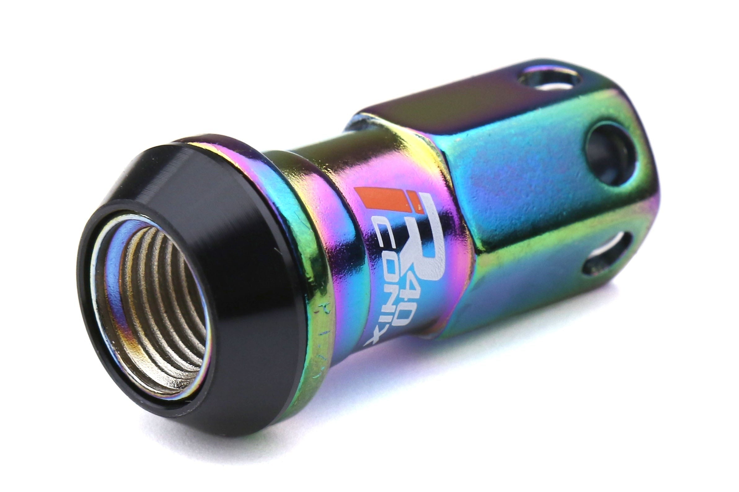 Project Kics R40 Iconix 12x1.25 Neo Chrome Lug Nuts w/ Locks and Black Caps - Universal