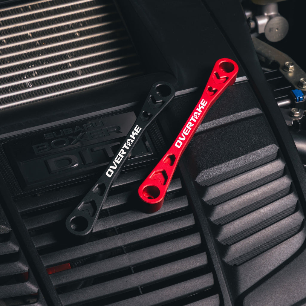 Overtake Battery Tie Down (Red) - Subaru Models (Inc. 2002-2025 Subaru WRX / 2004-2021 Subaru STI)