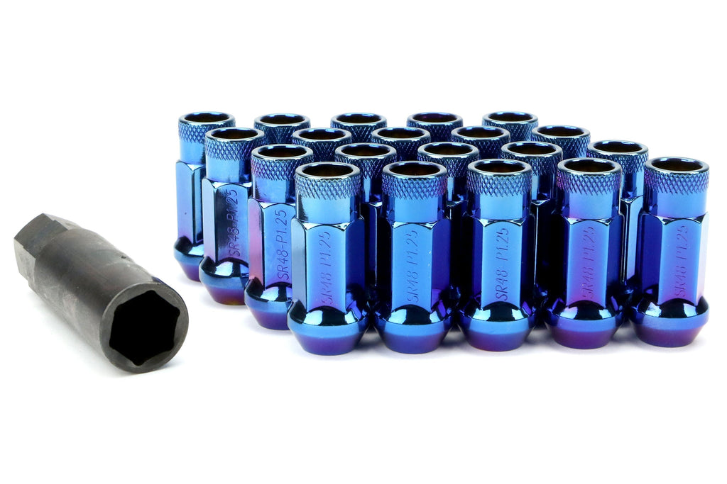 Wheel Mate Muteki SR48 Open End Lug Nuts - Burning Blue Neon 12x1.25 48mm