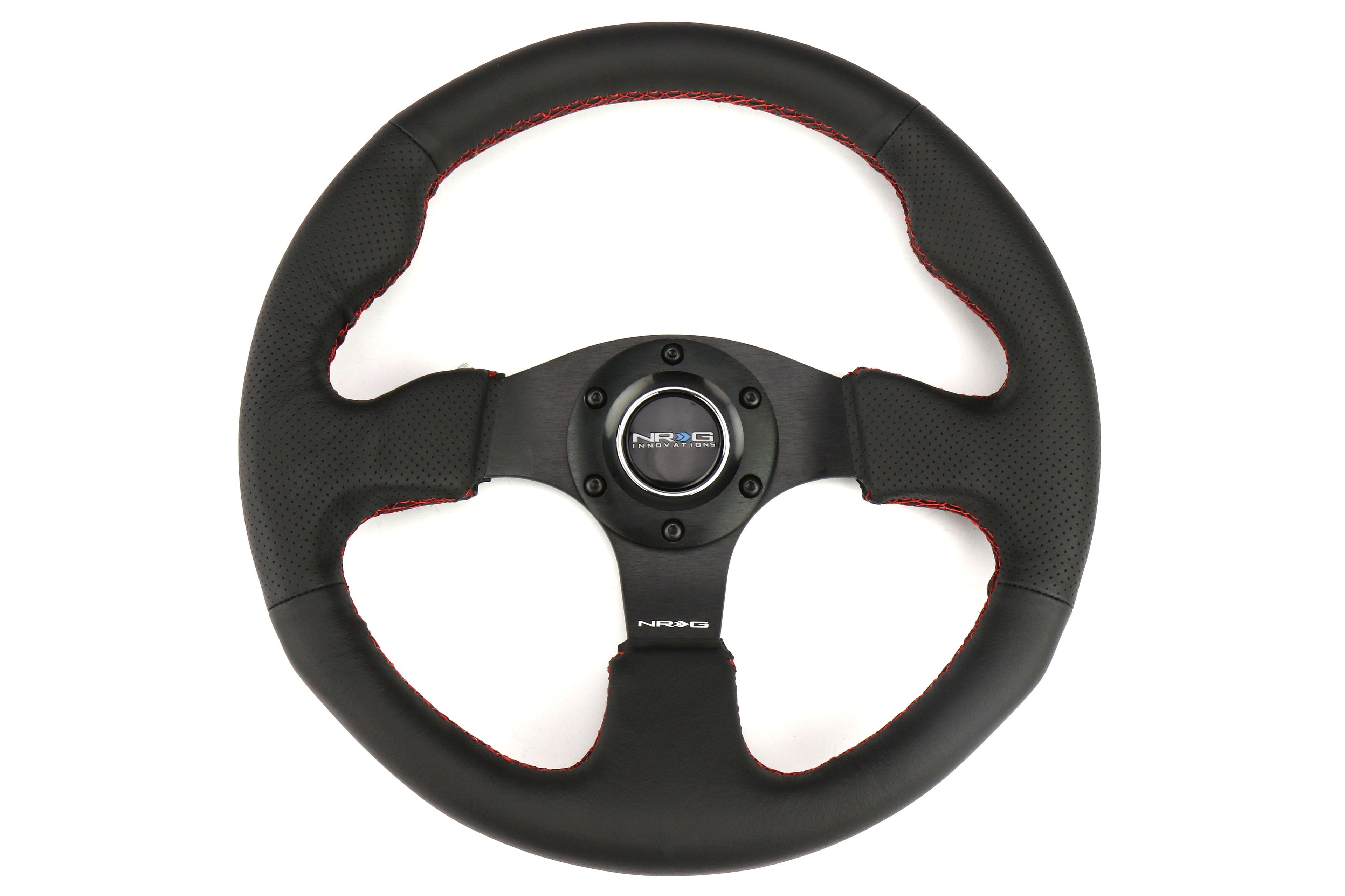 NRG Reinforced Steering Wheel 320mm Black w/ Red Stitch - Universal