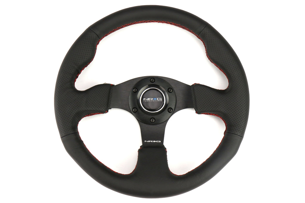 NRG Reinforced Steering Wheel 320mm Black w/ Red Stitch - Universal