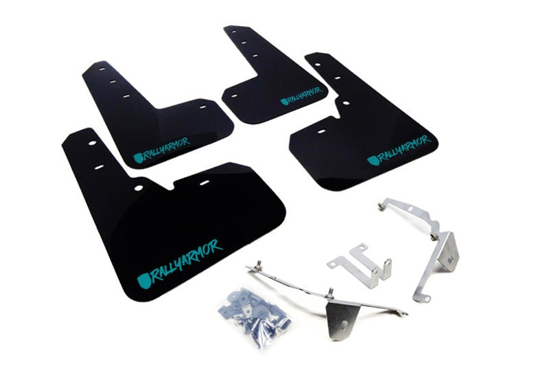 Rally Armor Black UR Mud Flap - Teal Altered Font Logo - 2013-2017 Subaru XV Crosstrek