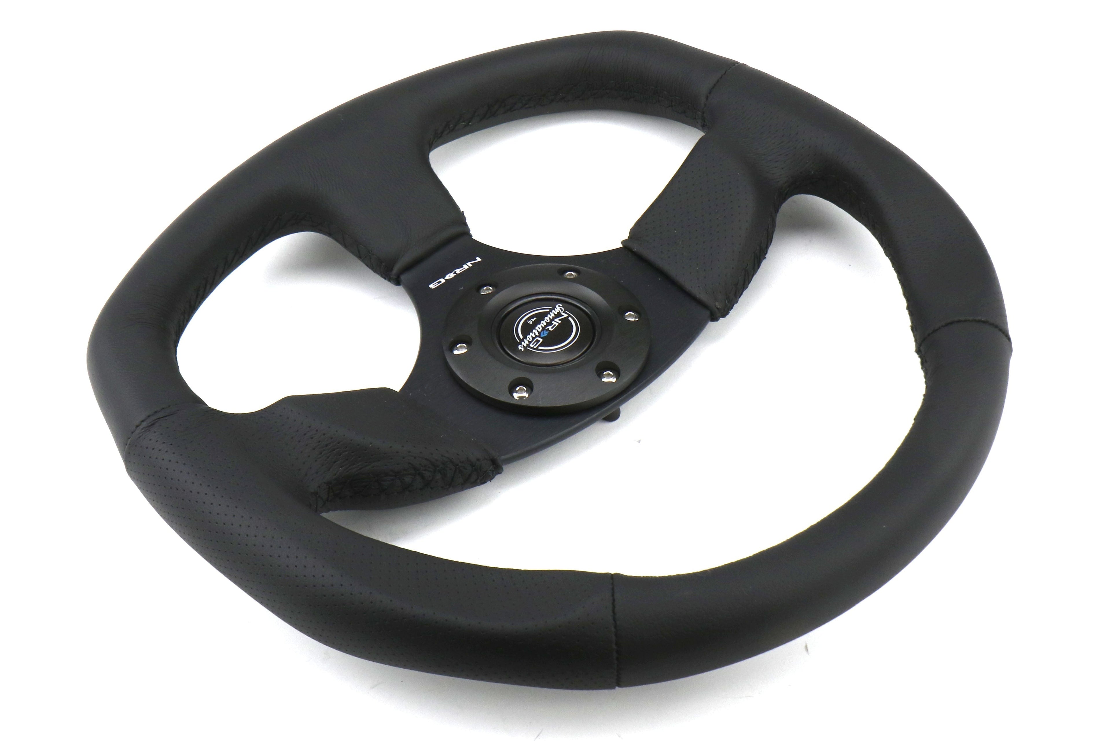 NRG Reinforced Steering Wheel Flat Bottom Black - Universal