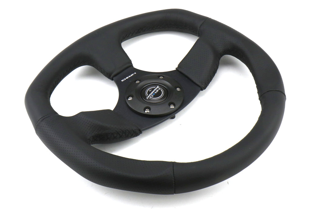 NRG Reinforced Steering Wheel Flat Bottom Black - Universal