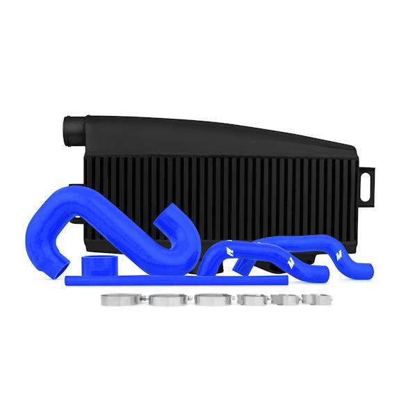 Mishimoto Subaru Top-Mount Intercooler Kit, Powder Coated Black & Blue Hoses - 2002-2007 Subaru WRX / 2004-2007 STI