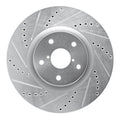 R1 Front Left Drilled & Slotted Silver Brake Rotor - 2008-2017 Subaru STI