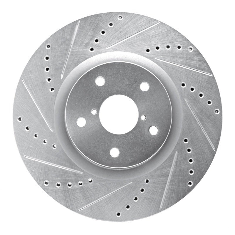 R1 Front Left Drilled & Slotted Silver Brake Rotor - 2008-2017 Subaru STI