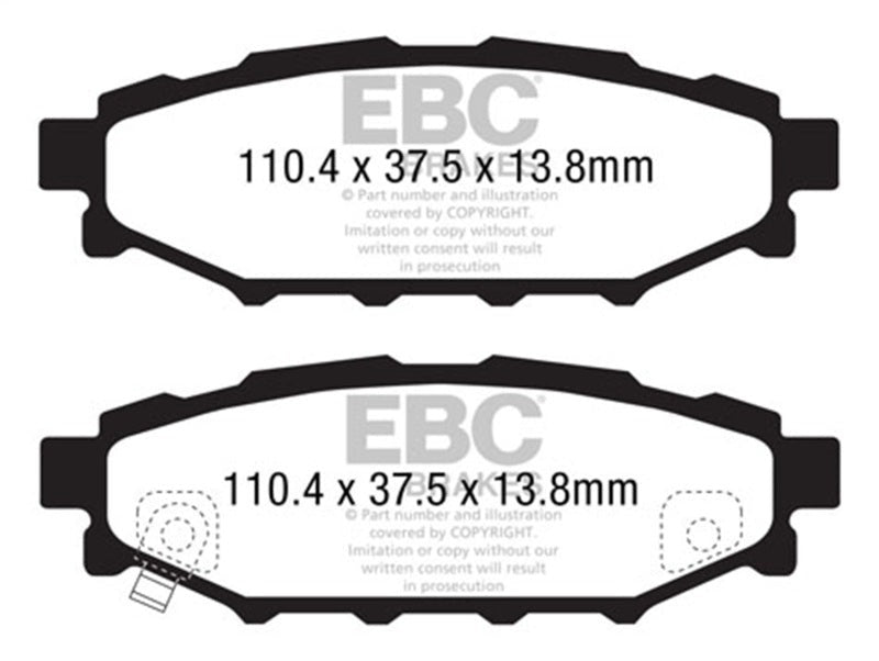 EBC Ultimax2 Rear Brake Pads - 2012-2020 Subaru BRZ 2.0L (Solid Rear Rotors)