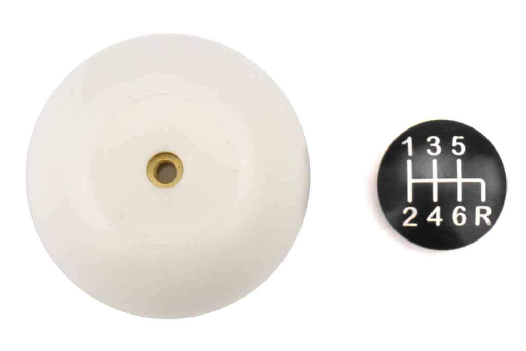 Boomba Racing White Delrin Shift Knob w/ Black Trim - Subaru 6MT Models (inc. 2004+ STI / 2015+ WRX)