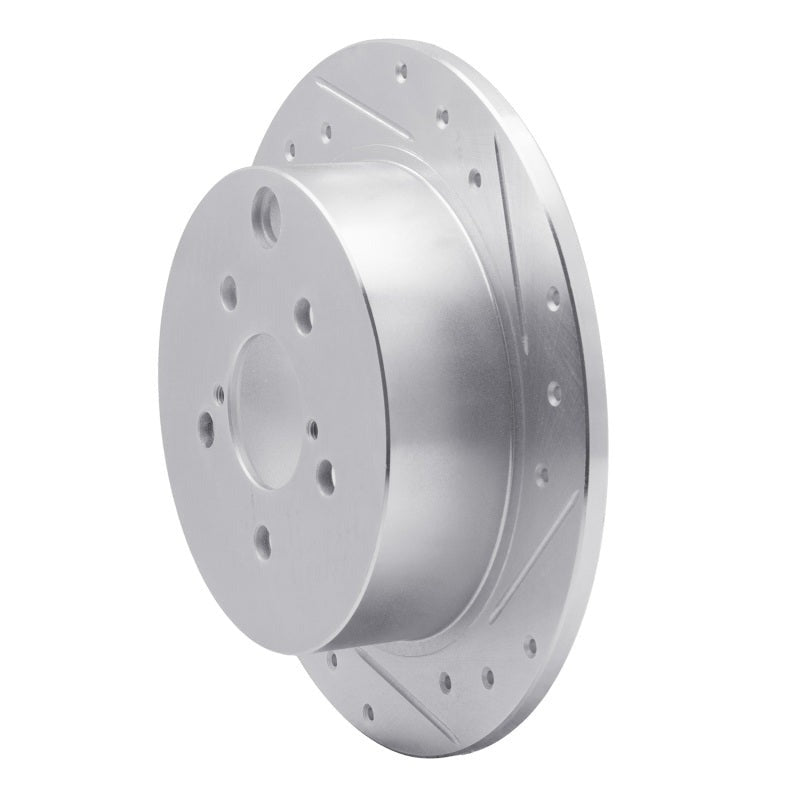 R1 Concepts Rear Right Drilled & Slotted Silver Brake Rotor - 2012-2023 Subaru Impreza
