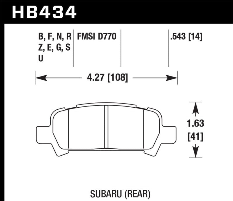 Hawk Performance Ceramic Street Brake Pads - Rear - 2002-2003 Subaru WRX / 2005-2008 Subaru Legacy GT