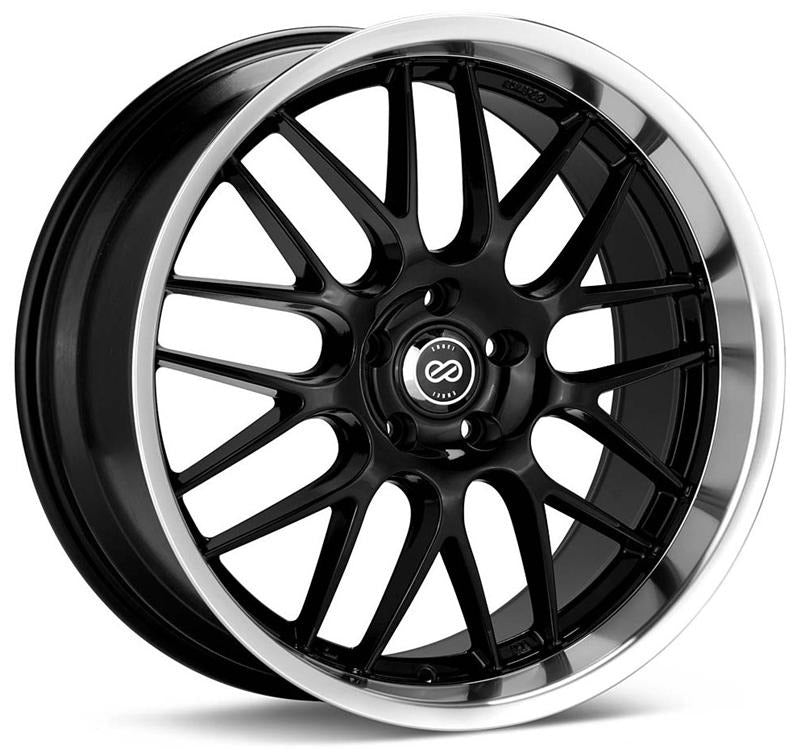 Enkei Lusso 18x9 40mm Offset 5x114.3 Bolt Pattern 72.6 Bore - Black w/ Machined Lip (Single Wheel)