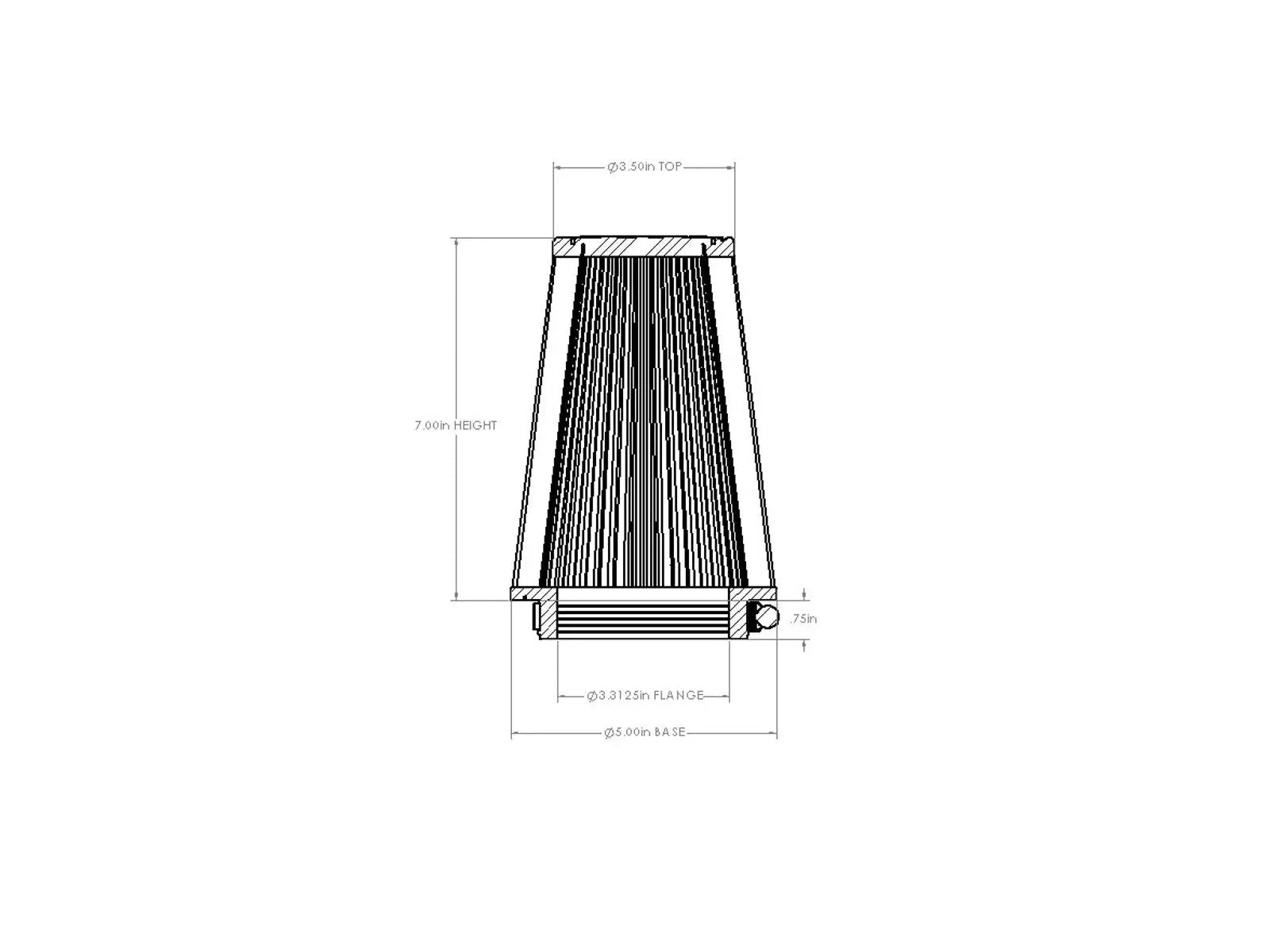 aFe D2 Universal Air Filter 3-5/16in x 5in x 3-1/2in x 7in - 21-33507V