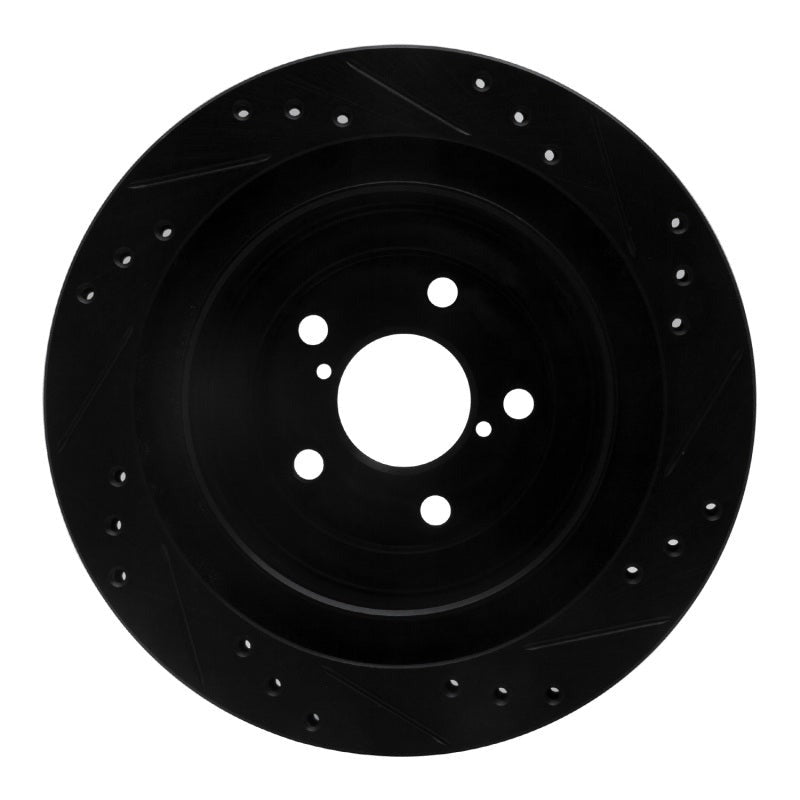 R1 Concepts Drilled & Slotted Black Rear Left Brake Rotor - 2005-2009 Subaru Legacy