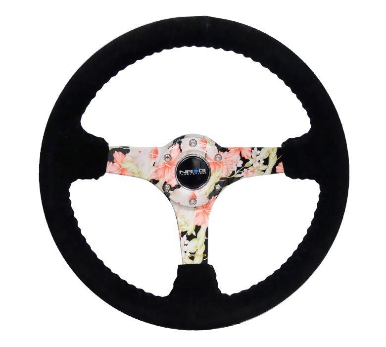 NRG Reinforced Steering Wheel 350mm Suede 3in Deep Floral - Universal