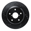 R1 Concepts Rear Left Drilled & Slotted Black Brake Rotor - 2019-2026 Subaru Crosstrek