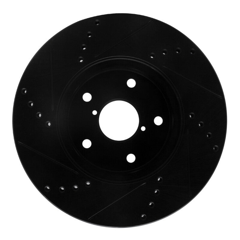 R1 Concepts Drilled & Slotted Black Front Right Brake Rotor - 2015-2019 Subaru Legacy
