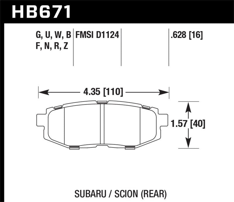 Hawk HT-10 Race Brake Pads - Rear - 2013-2016 Scion FR-S / 2013-2020 Subaru BRZ / 2010-2012 Subaru Legacy 2.5 GT / 3.6R