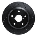 R1 Concepts Rear Right Drilled & Slotted Black Brake Rotor - 2019-2026 Subaru Crosstrek