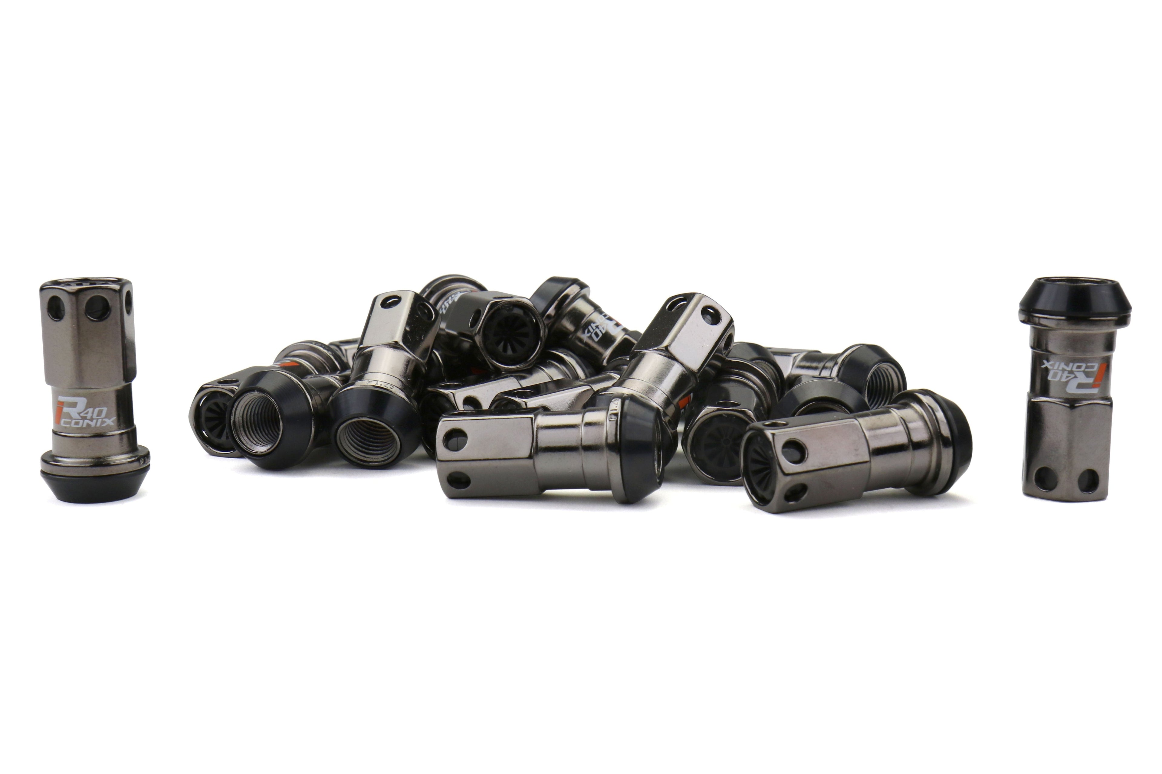 Project Kics R40 Iconix Lug Nut Set w/ Black Plastic Caps M12x1.25