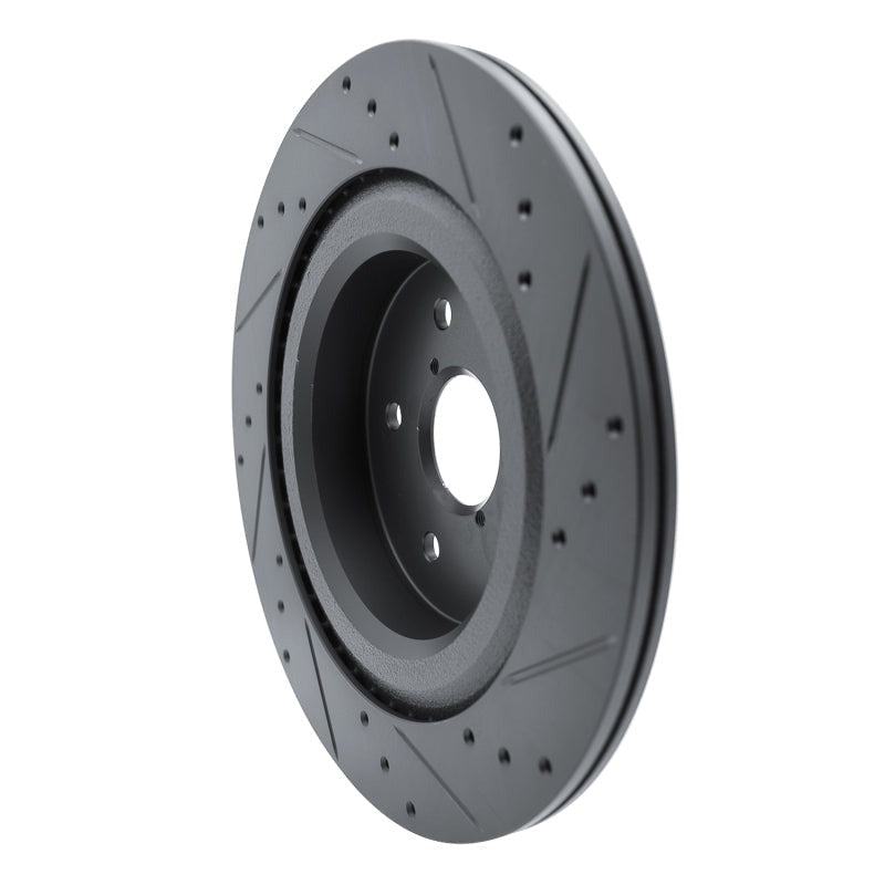 R1 Concepts Drilled & Slotted Black Rear Left Brake Rotor - 2019-2025 Subaru Ascent