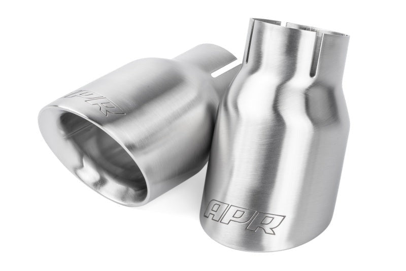APR Double-Walled 3.5in Slash-Cut Tips - Brushed Silver - Set of 2