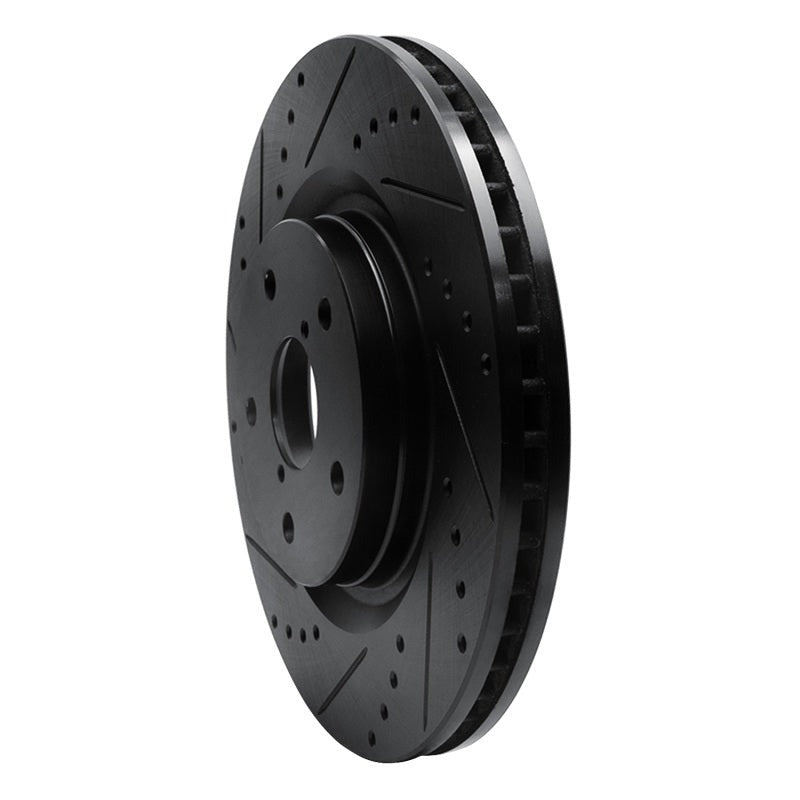 R1 Concepts Drilled & Slotted Black Front Left Brake Rotor - 2019-2024 Subaru Forester