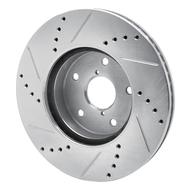 R1 Concepts Drilled & Slotted Silver Front Right Brake Rotor - 2015-2019 Subaru Legacy