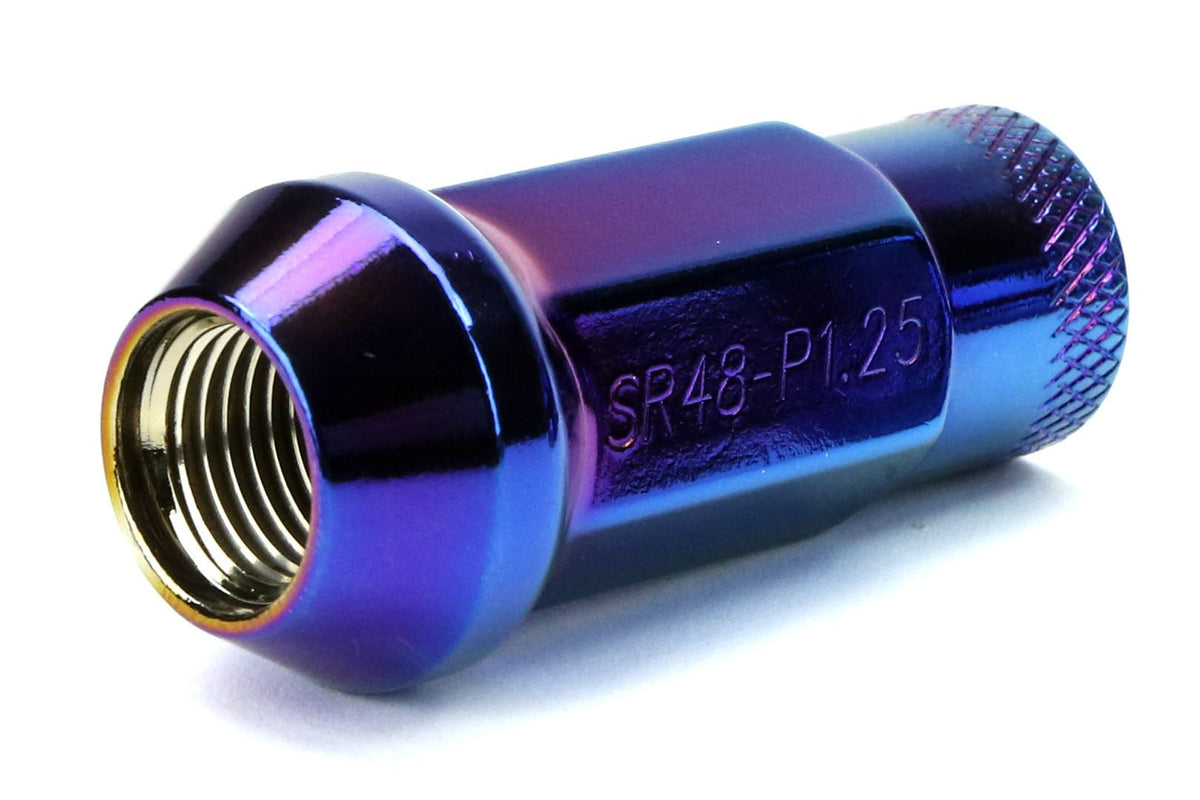 Wheel Mate Muteki SR48 Open End Lug Nuts - Burning Blue Neon 12x1.25 48mm