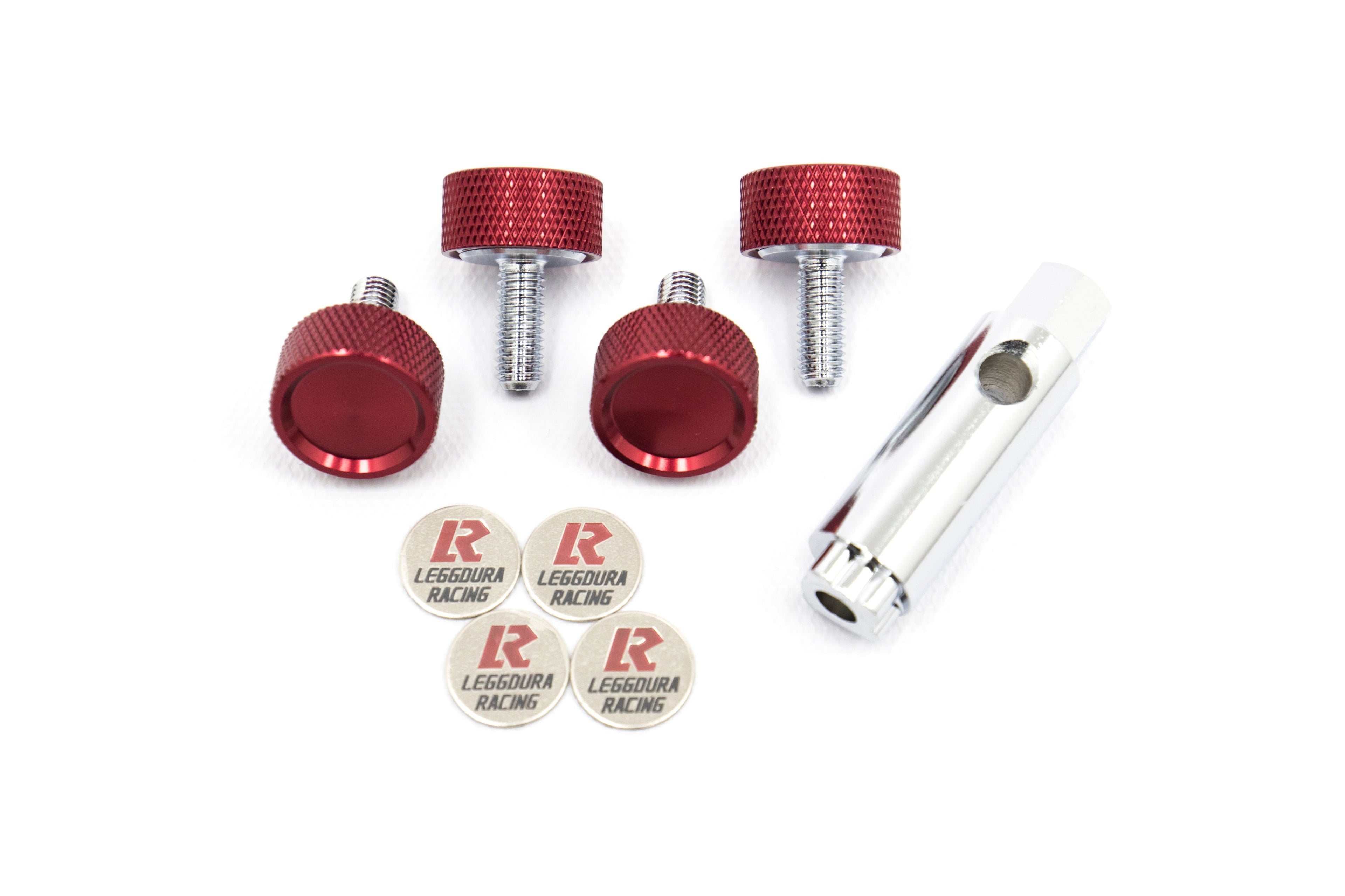 Project Kics Leggdura Racing License Plate Lock Bolt Set Red - Universal