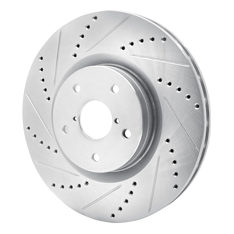 R1 Front Left Drilled & Slotted Silver Brake Rotor - 2008-2017 Subaru STI