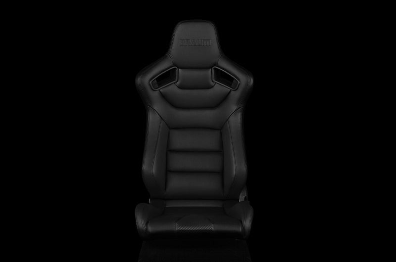 Braum Elite Series Sport Seats - Black Leatherette (Black Stitching) Pair - Universal