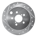R1 Concepts Rear Left Drilled & Slotted Silver Brake Rotor - 2012-2023 Subaru Crosstrek