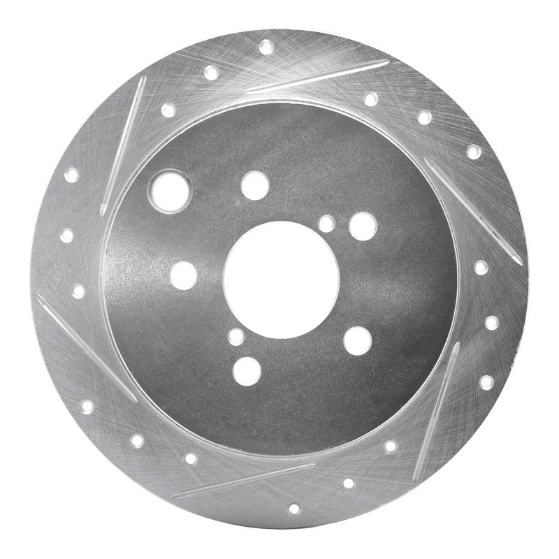 R1 Concepts Rear Left Drilled & Slotted Silver Brake Rotor - 2012-2023 Subaru Crosstrek