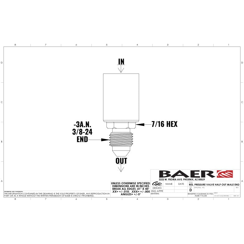 Baer Brakes Residual Valve - 2LB, -3AN Fittings
