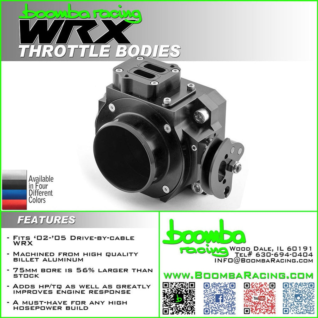 Boomba Racing 75MM Throttle Body (Anodized Black) - 2004-2005 Subaru WRX