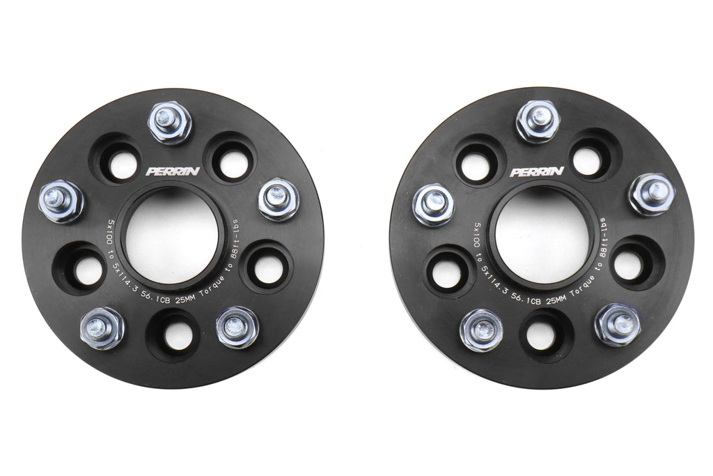 PERRIN 5x100 to 5x114.3 25mm Wheel Adapters Black - Subaru Models (inc. 2002-2014 WRX)