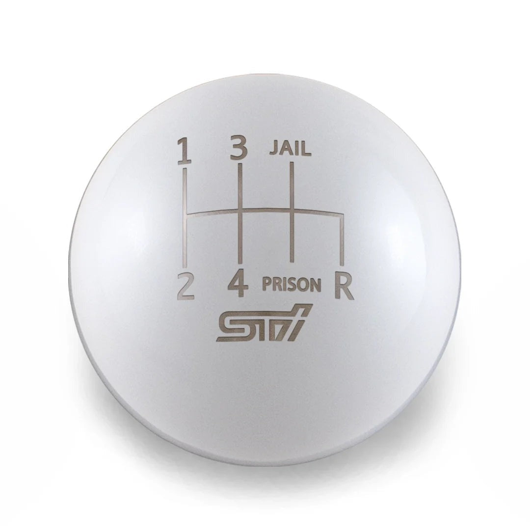 Billetworkz Weighted Shift Knob - 6 Speed STI Jail-Prison Engraving - Subaru STI
