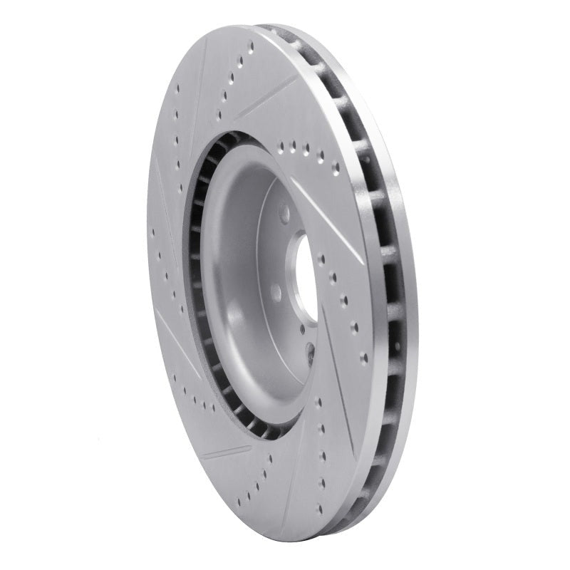 R1 Front Right Drilled & Slotted Silver Brake Rotor - 2004 Subaru STI / 2017-2020 & 2022-2026 Subaru BRZ w/ Brembo