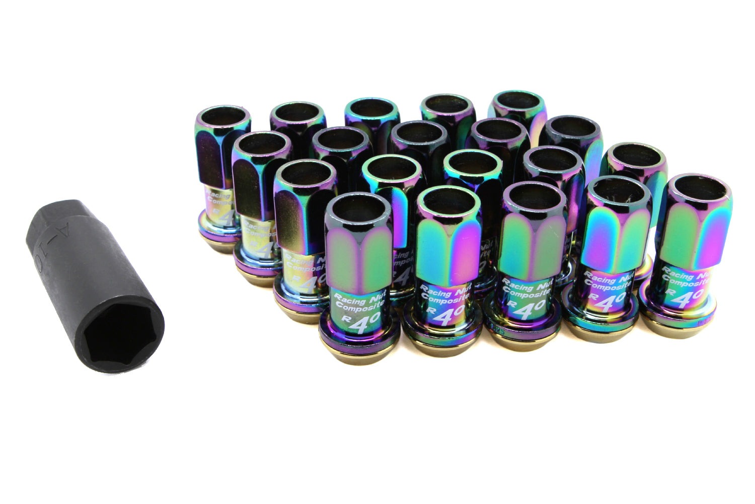 Project Kics R40 20-Piece Neo Chrome 12x1.25 Lug Nuts - Universal
