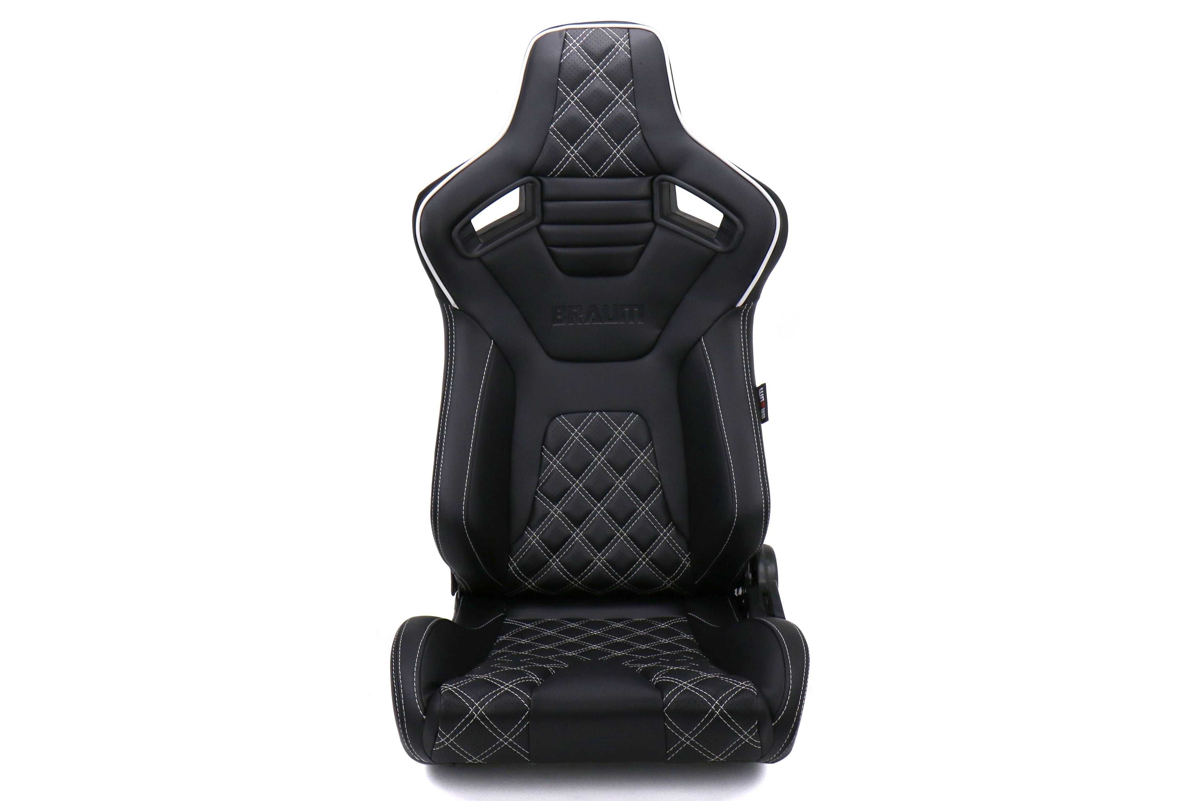 Braum Elite-X Series Racing Seats Diamond Edition White Piping Pair - Universal