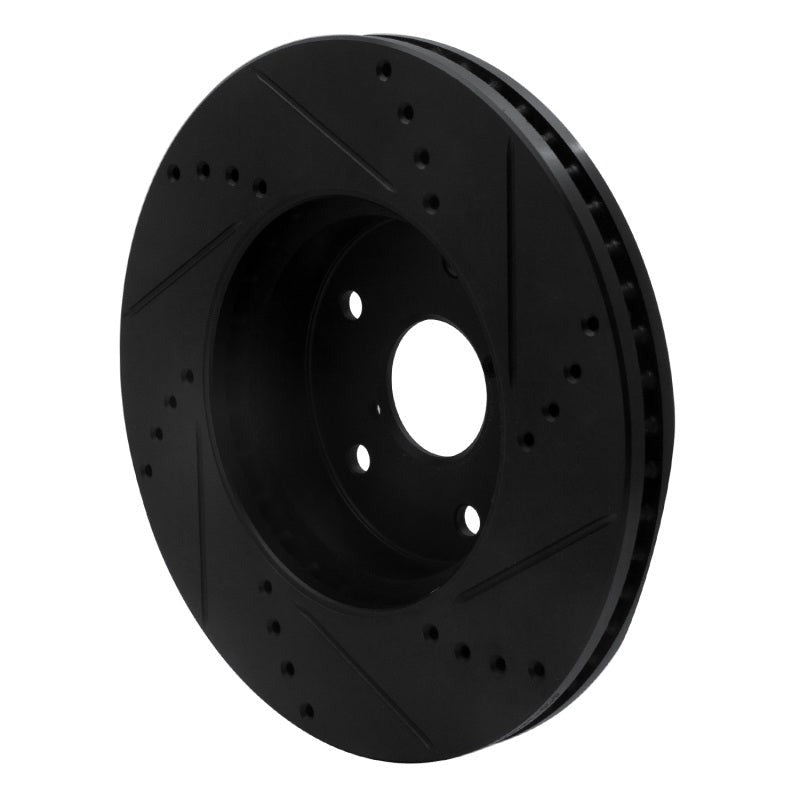 R1 Concepts Drilled & Slotted Black Front Left Brake Rotor - 2015-2019 Subaru Legacy
