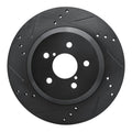 R1 Concepts Rear Left Drilled & Slotted Black Brake Rotor - 2019-2023 Subaru Crosstrek