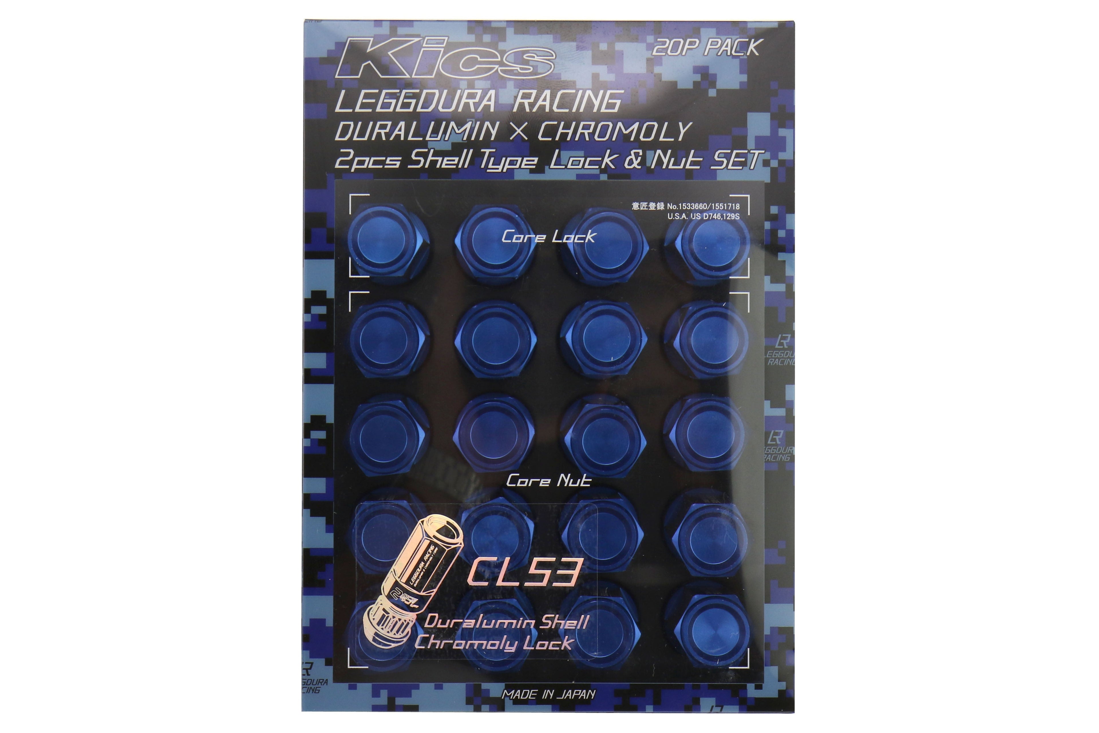 Project Kics Leggdura Racing Shell Type Lug Nut Set 53mm Closed-End Look 12X1.25 Blue - Universal
